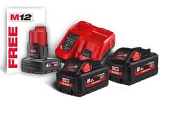 Енергокомплект акумуляторний Li-Ion MILWAUKEE, M18 HNRG-802 (+заряд.пристрій, 2 акум. M18 HB8(8Аг),