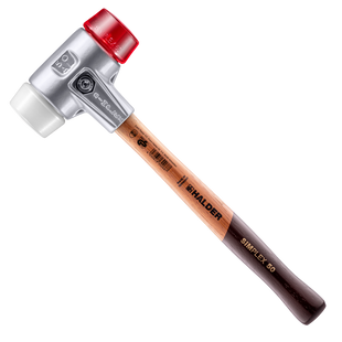 Молоток щадний HALDER SIMPLEX Aluminium ручка дерево Hickory, &Oslash;50 бойок червоний пластик/білий суперпластик, 3167.050