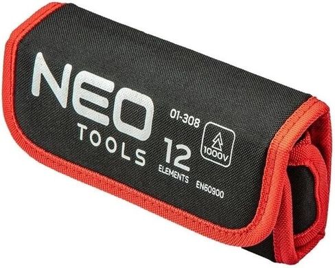 Neo Tools Викрутка, бітотримач 1/4", 10 змінних вставок для робіт під напругою 1000 В, з тестером, SL, PH
