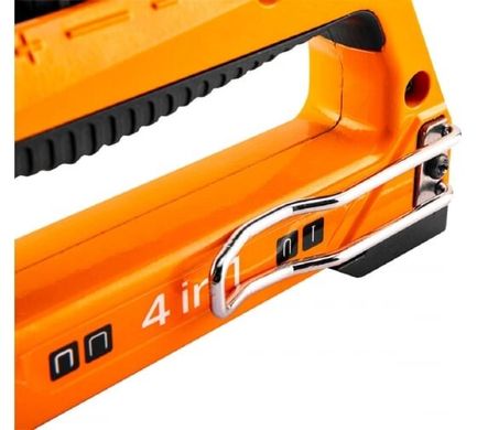 Neo Tools Степлер, алюмінієвий, 4 в 1, 6-14 мм, тип скоб J, G, L, E, регулювання забивання скоб