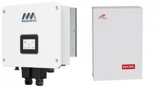 MEGAREVO O5KL1D/BAT-10KWH-51.2V-100A Комплект гибридный солнечный инвертор 5кВт + батарея 10КВт*ч