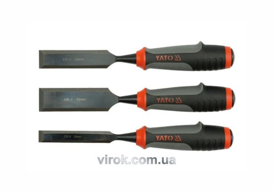 Стамески з полімерними ручками YATO : b= 16-25-32 мм, CrV. набір 3 шт. [6/24][10/30]