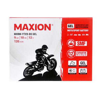 Мото акумулятор GEL YTX 9-BS MAXION (12V, 9A)