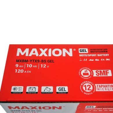 Мото акумулятор GEL YTX 9-BS MAXION (12V, 9A)