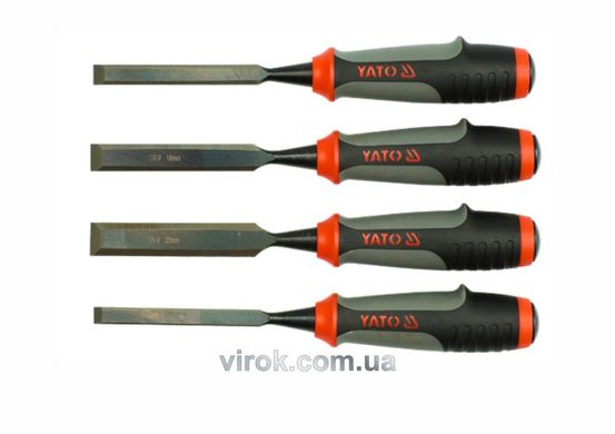 Стамески с полимерными ручками YATO: b=10-12-16-20 мм, CrV. набор 4 шт. [6/24]