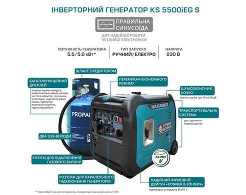 Інверторний газобензиновий генератор KS 5500iEG S