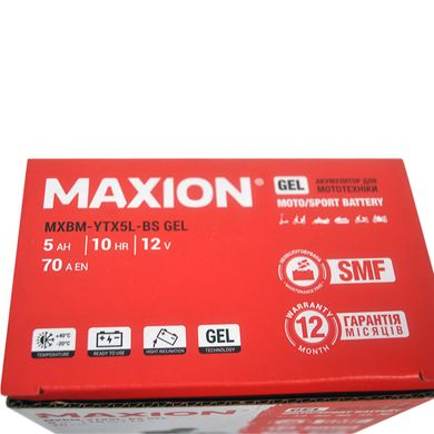 Мото аккумулятор GEL YTX 5L-BS MAXION (12V, 5A)