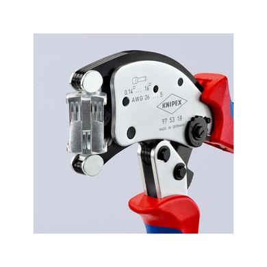 Інструмент для обтиску контактних гільз з поворотною головкою, з автоналаштуванням, KNIPEX 97 53 18 (