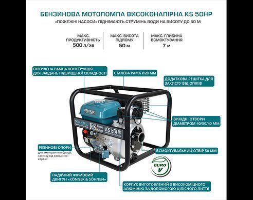 Високонапорна мотопомпа KS 50HP