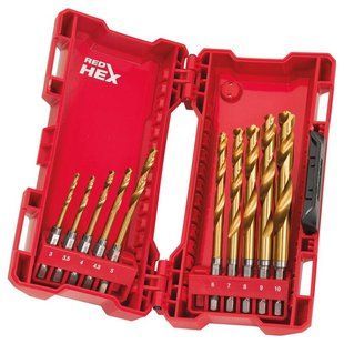 Набор сверл по металлу Milwaukee RedHEX HSS-G TiN 3-10мм (10 шт)
