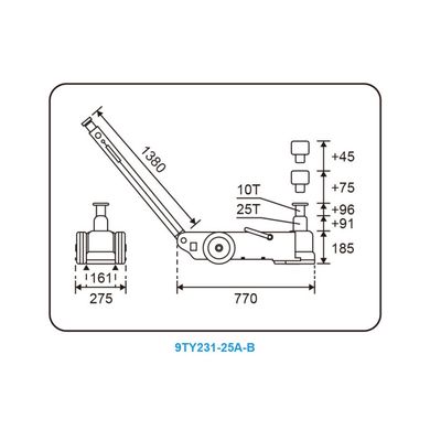 Пневмогідравлічний домкрат 25/10т
