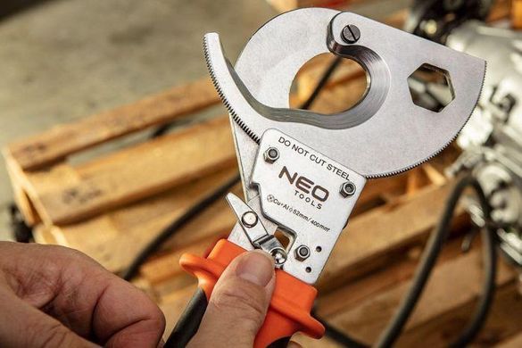 Кабелерез Neo Tools, для медных и алюминиевых кабелей до 52мм, с трещоткой, 325мм, CrV