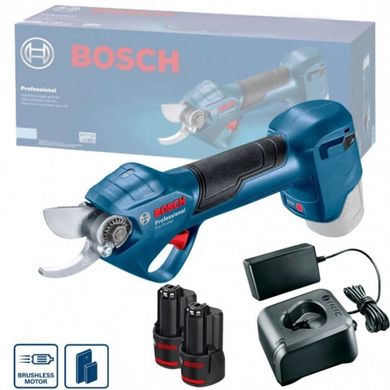 Bosch Секатор Pro Pruner акумуляторний, 12В, 3.0 Ач, до 25мм, 1кг, сет. 2 ак.