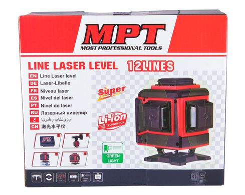 Уровень лазерный MPT 45м ±0,3мм/м 3гол H/V/H+V H360°2*V360°±4°GREEN/510нм класII IP54 Li-ion трипод, акс. MLL1207