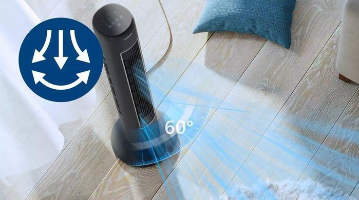 Вентилятор Philips колонный, 110см, 40Вт, пульт ДУ, дисплей, графит