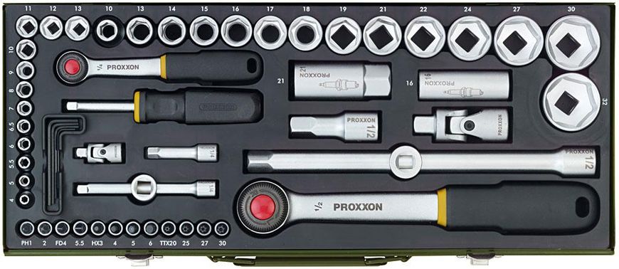 Набор головок с трещоткой от 13 до 27 мм Proxxon 23600