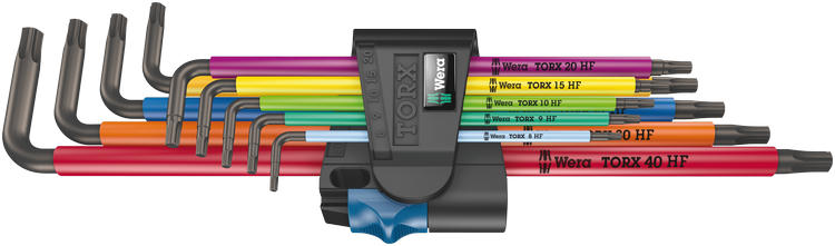 Набір Г-подібних ключів WERA, 967/9 TX XL Multicolour HF 1, з фіксувальною функцією, подовжений, 05024470001