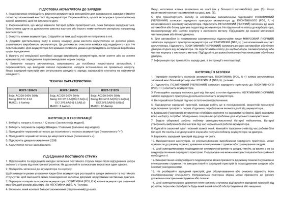 Трансформаторний зарядний пристрій MAXION MXCT -1212CS (12A. 12V)