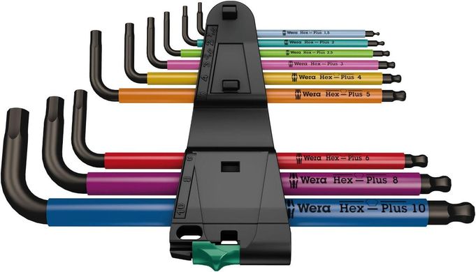 Набір Г-подібних ключів, метричних, Wera 950 SPKL/9 SM N SB Multicolour, BlackLaser 05073593001