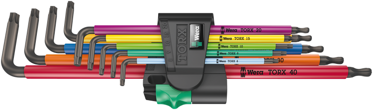 Набор Г-образных ключей WERA, 967/9 TX XL Multicolour 1 Multicolour, удлиненный, 05024480001