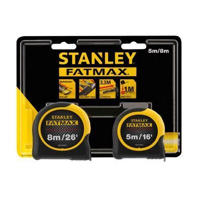 Рулетки измерительные FatMax&reg;,5м/16х25мм + 8/26х25, в хромированном корпусе STANLEY FMHT81745-0