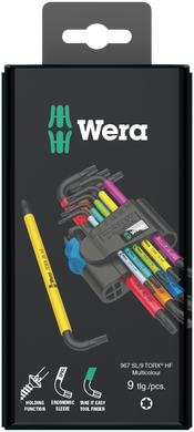 Набор Г-образных ключей WERA, 967/9 TX Multicolour HF 1, с фиксирующей функцией, 05024179001