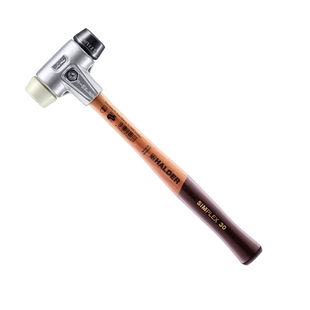 Молоток щадний HALDER SIMPLEX Aluminium ручка дерево Hickory, &Oslash;30 бойок гума чорний/нейлон, 3128.030