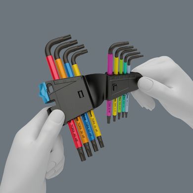 Набір Г-подібних ключів WERA, 967/9 TX Multicolour HF 1, з фіксувальною функцією, 05024179001