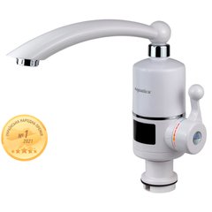 Кран-водонагреватель проточный NZ 3.0кВт 0.4-5бар для кухни гусак прямой на гайке с дисплеем AQUATICA