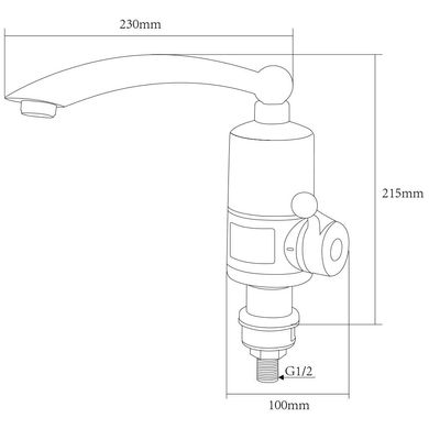 Кран-водонагрівач проточний NZ 3.0 кВт 0.4-5бар для кухні гусак прямий на гайці з дисплеєм AQUATICA