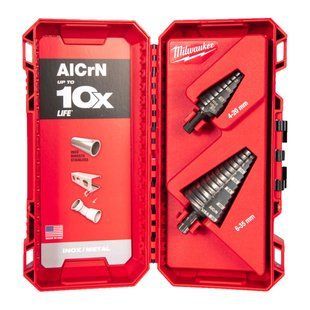 Набор кобальтовых ступенчатых сверл ALCRN (4&ndash;20 мм и 6&ndash;35 мм).