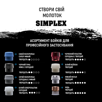 Молоток щадний-кувалда HALDER SIMPLEX ручка дерево Hickory, &Oslash;80 бойок гума чорний/мякий метал, 3029.081