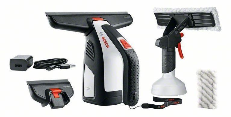 Пилосос Bosch GlassVAC оконный, акумуляторний, 3.6В, 2Аг, контейнер 0.1 Л, 0.7 кг, + насадки и пульв.