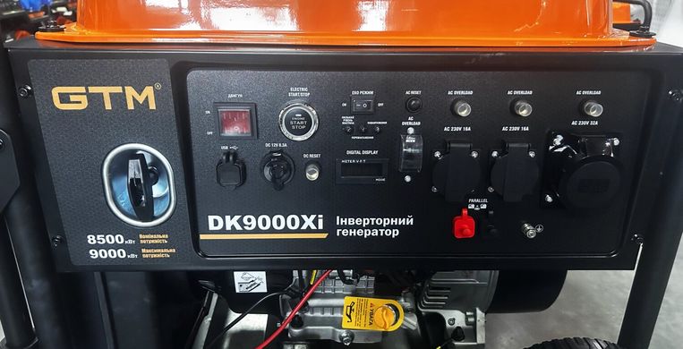 GTM Генераторна установка інверторна відкрита DK9000Xi 9,0кВт (макс)/8,5кВт (ном), руч. старт/Електростарт + Колеса
