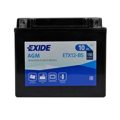 Мото аккумулятор AGM ETX 12-BS EXIDE (12V, 10A)