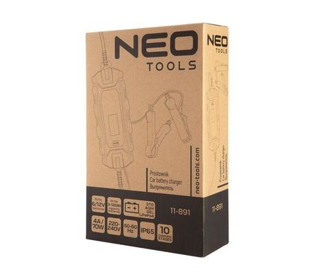Neo Tools Зарядное устройство автоматическое, 4A/70Вт, 3-120Ah, для кислотных/AGM/GEL аккумуляторов