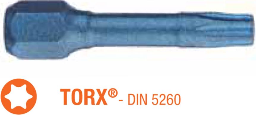 Насадка викруткова ударна USH Blue Shock : TORX T30 x 30 мм Torsion, Уп. 25 шт.