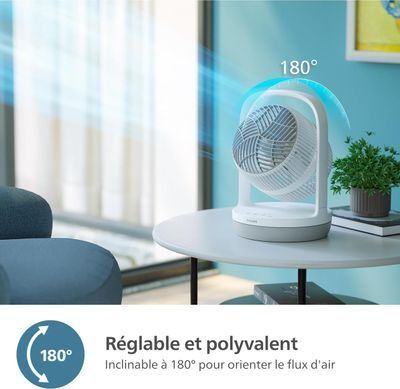 Вентилятор Philips настольный Series 2000, 22см, 24Вт, таймер, поворот 180, белый