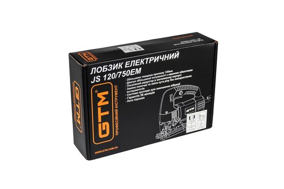 GTM Лобзик JS120/750EM 750Вт, 800-3000х/хв, Quick Fix, дерево/кол. мет/сталь - 120/24/10мм