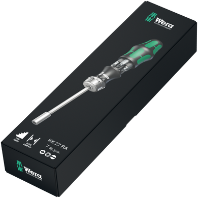 Ручка-битодержатель с трещоткой и магазином для битов WERA KRAFTFORM KOMPAKT 27 RA 1 SB, 05073660001
