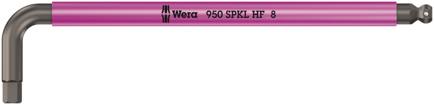 Г-образный ключ WERA, 950 SPKL HF Multicolour, метрический, с фиксирующей функцией, 05022204001, 8.0×195мм