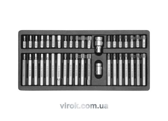 Набор отверточных насадок YATO : адаптеры 1/2",3/8", HEX SPLINE TORX CrV [мет. Кейс] 40 шт. [10]