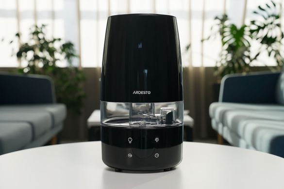 Увлажнитель воздуха ARDESTO ультразвуковой, 30м2, 4л, 280мл/г, электрик. управление, пульт ДУ, верх. залив воды, дисплей, черный