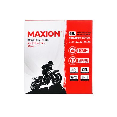 Мото акумулятор GEL 12N 5L-BS MAXION (12V, 5A)