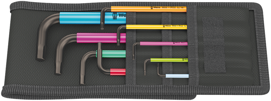 Набір Г-подібних ключів WERA, 950/9 Hex-Plus Multicolour Imperial 1, дюймових, BlackLaser, 05022639001