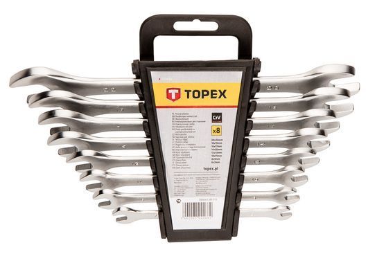 Ключи гаечные TOPEX, двусторонние, 6-22мм, CrV, набор 8шт