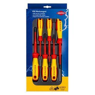 Набір діелектричних викруток із завуженим робочим кінцем KNIPEX 00 20 12 V05, шліц/PlusMinus