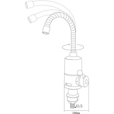 Кран-водонагреватель проточный NZ 3.0кВт 0.4-5бар для кухни гусак гофрированный на гайке AQUATICA (NZ-6B312W)