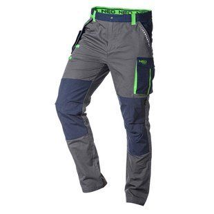 Брюки рабочие Neo Tools Premium, 100% хлопок, ткань Ripstop, усиление тканью Cordura, XS (46), серо-синий