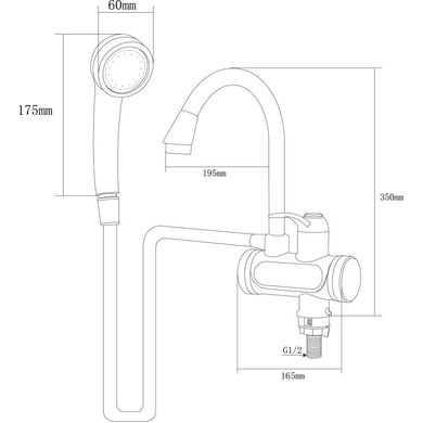 Кран-водонагреватель проточный JZ 3.0кВт 0.4-5бар для ванны гусак ухо на гайке AQUATICA (JZ-6C141W)